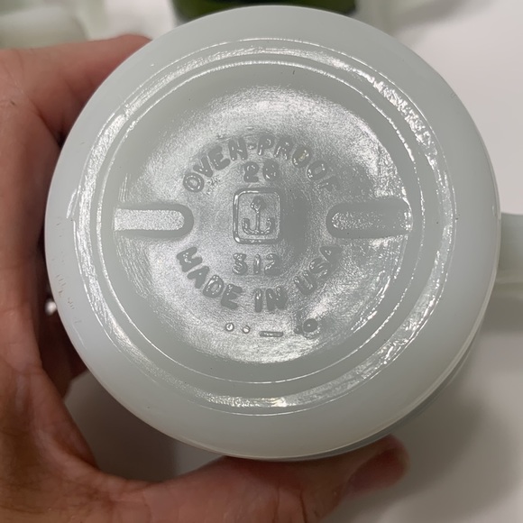 Vintage milk glass green stripe cup 4 count lot - Picture 5 of 16